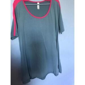 Lularoe Perfect Tee Dark Grey/Hot Pink​